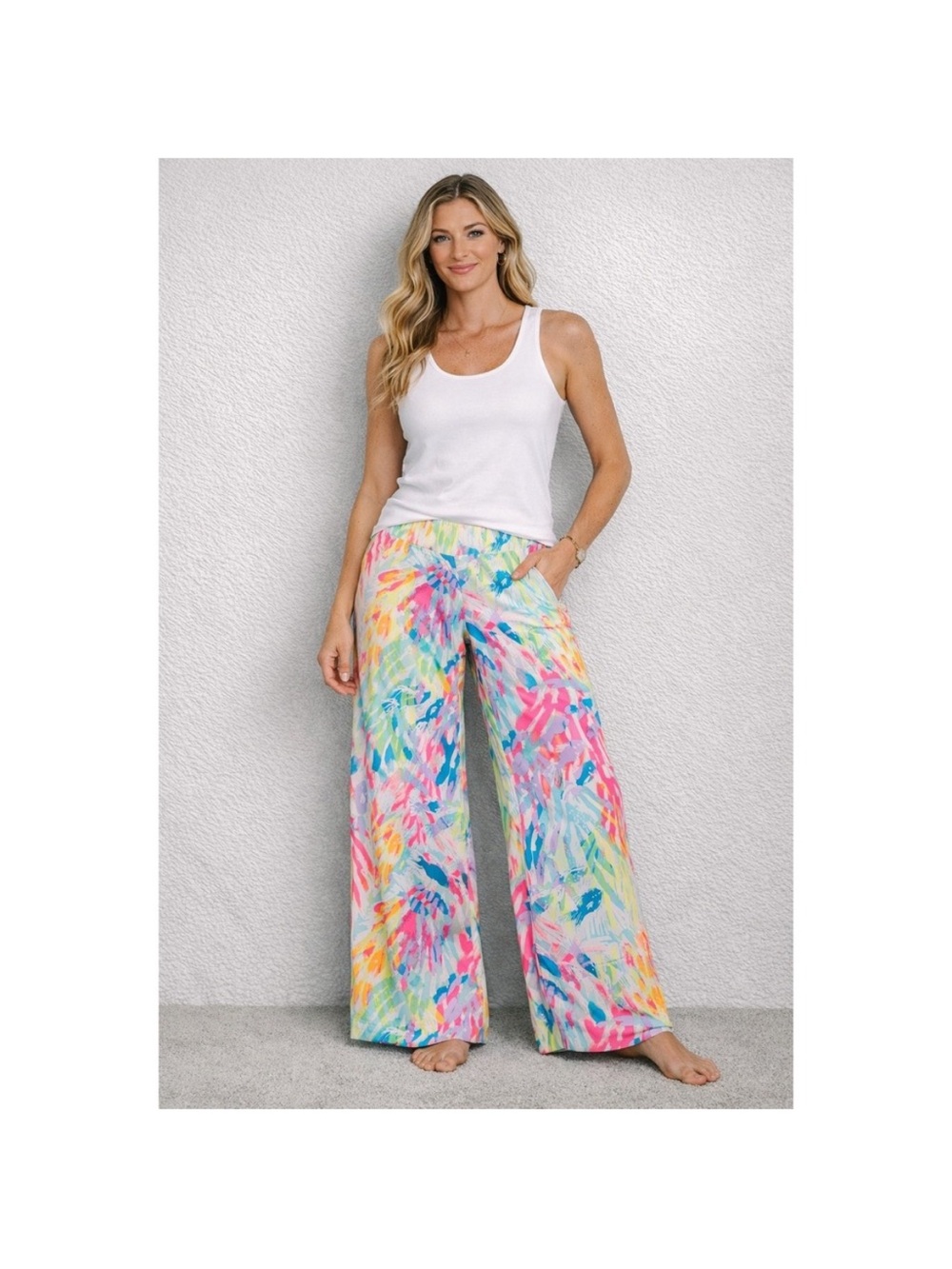 Lilly Pulitzer Pastel Multi-Color Wide-Leg Printed Pants